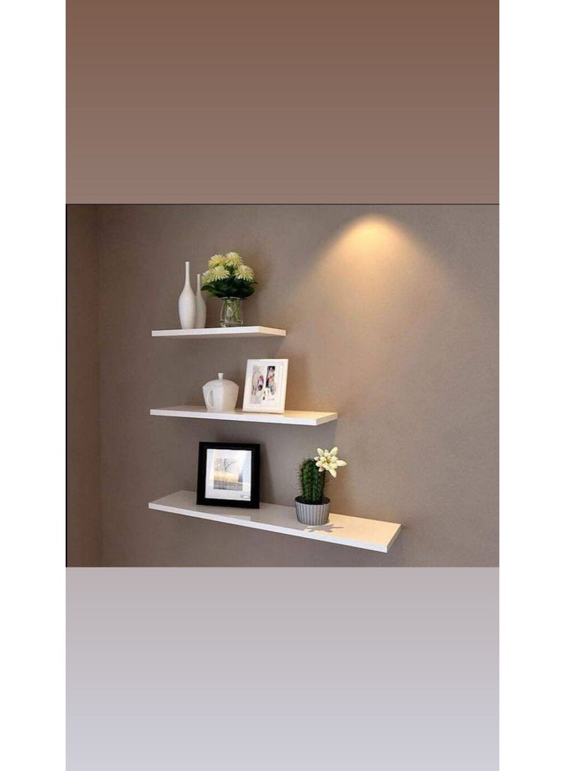 3-piece decorative shelf set, 18mm wood, consisting of (large shelf 60cm / medium shelf 50cm / small shelf 40cm) + 6 free nails
